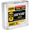 Core Tarps 100 ft L x 0.5 mm H x 100 ft W Heavy Duty 20 Mil Tarp, White, Polyethylene CT-704-100X100